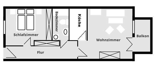 2-Zimmer-Wohnung mit Küche